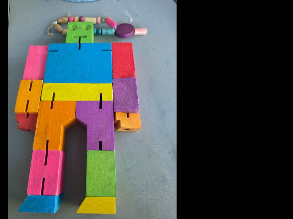 Wooden Brainteaser Cubebot Robot 6-3/4" Action Figure 2014