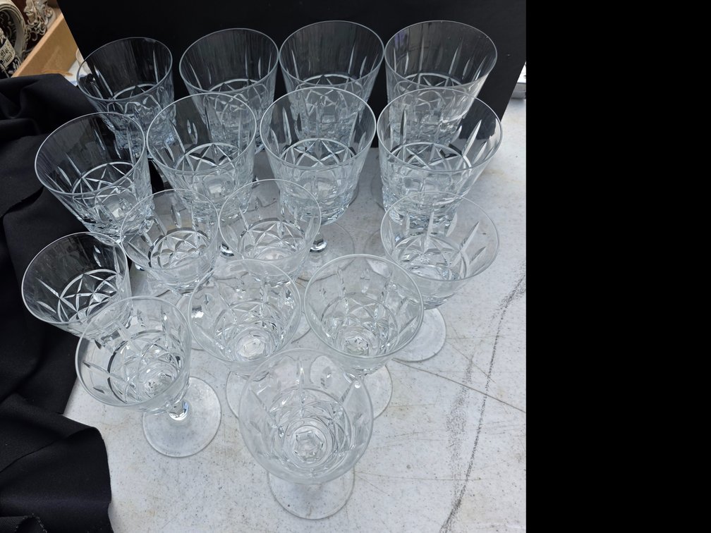 Royal Brierey Cut Crystal Bruce Pattern  Water Goblets 7" SIGNED, 5 "  Wine  Goblets