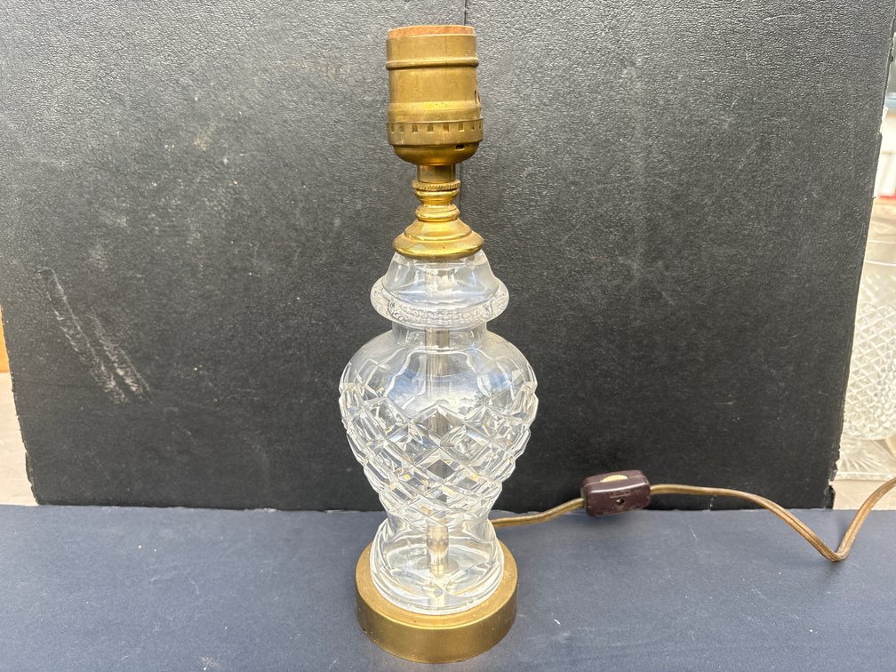 Waterford Cut Crystal Accent Lamp with Brass Base