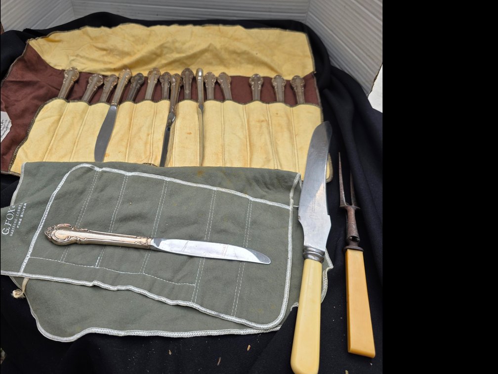 Silver   Plated Knifes,  Harrison Bros & Howson steel blade  knife, etc