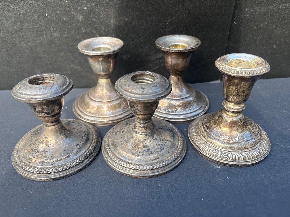 Weighted Sterling Silver Candlesticks (Set of 5)