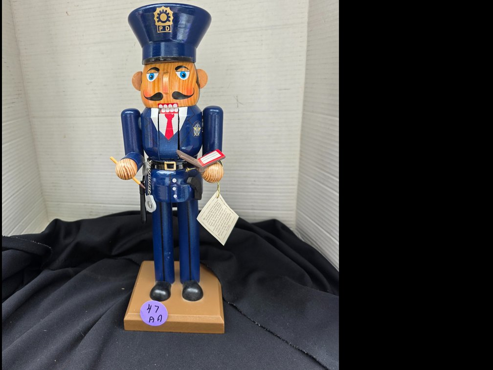2007 Christmas Police Officer Policeman 14" Nutcracker Handcuffs Ticket Book