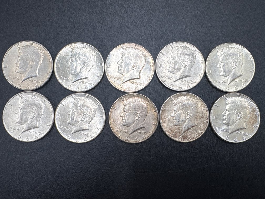 1964 Kennedy Silver Half Dollar (x10)