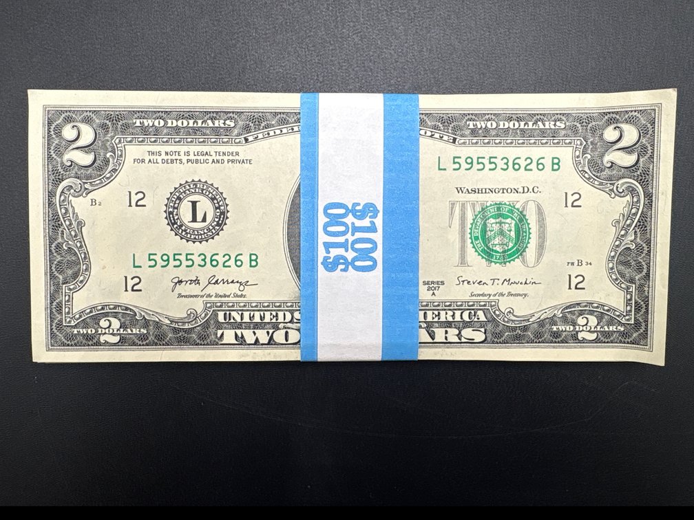 2017 Uncirculated, Bank Rolled Sequential $2.00 (x50)