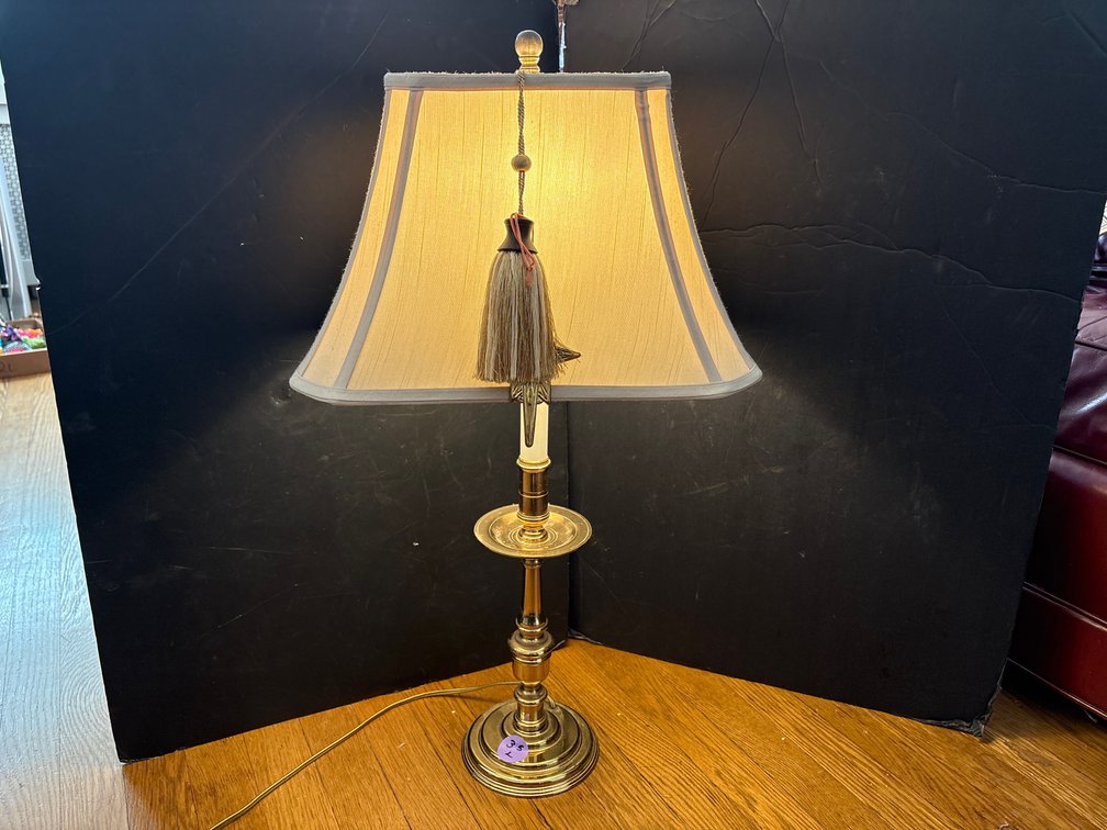 Candlestick Accent Lamp – Flared Shade with Decorative Tassel