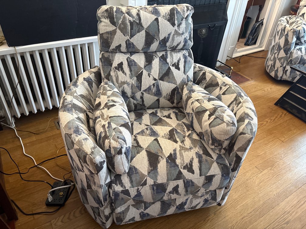 Modern Geometric Power Reclining Armchair with Accent Pillows (x2)