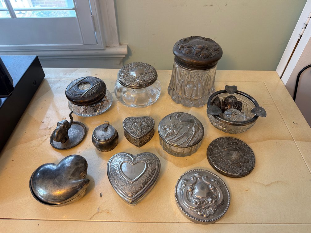 Vintage Silver-Plated Vanity Jars & Trinket Boxes