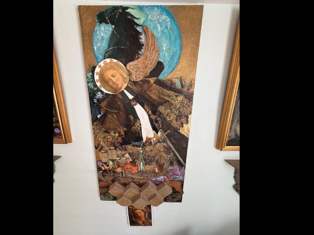 Art Panel with Gold Leaf & Religious Imagery