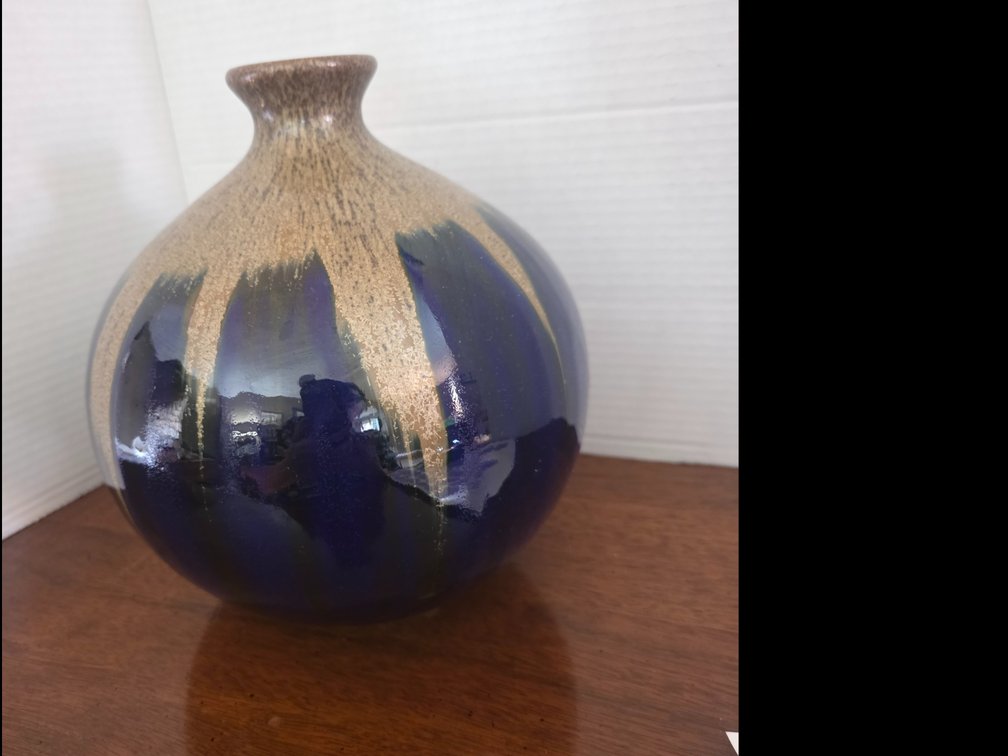 Large Cobalt Blue Art Pottery Globular vase/weed pot