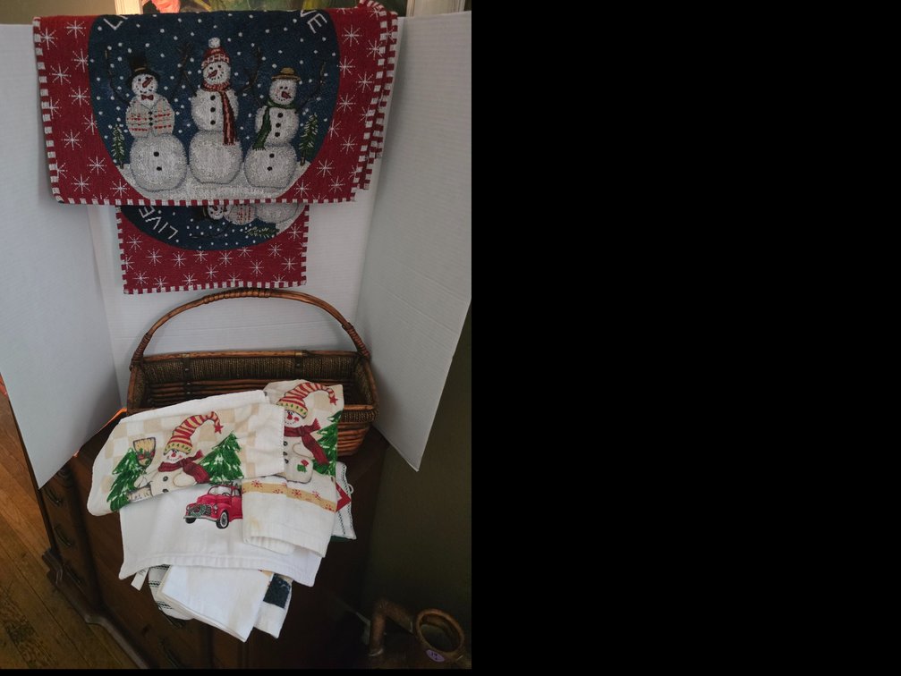 Nice  Handled Basket  with Placemats, Hand Towels, Dish Towels, etc