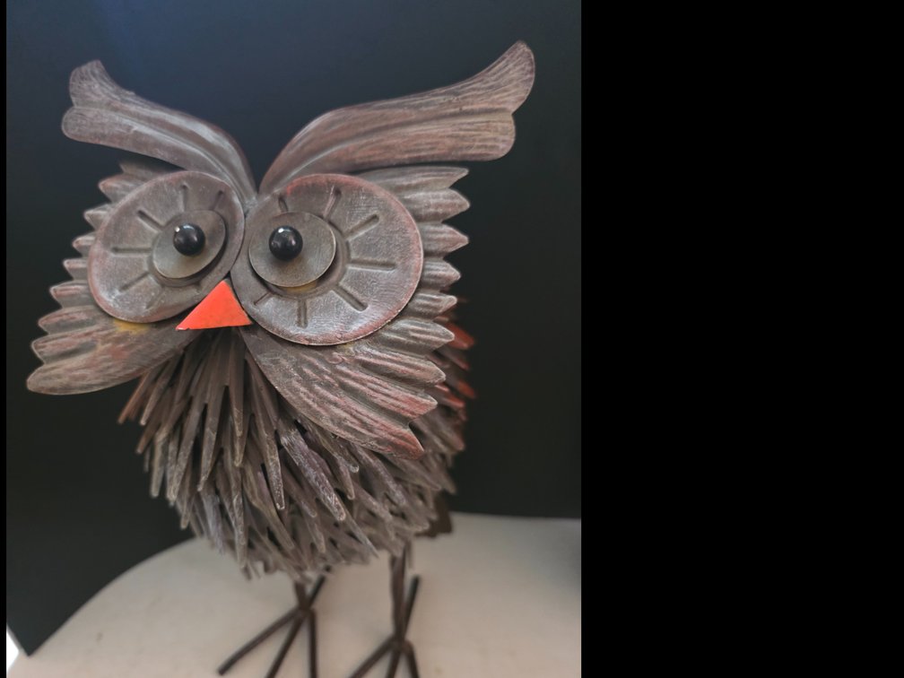 Hickory" 16.25" Tall Metal Great Horned Owl Accent
