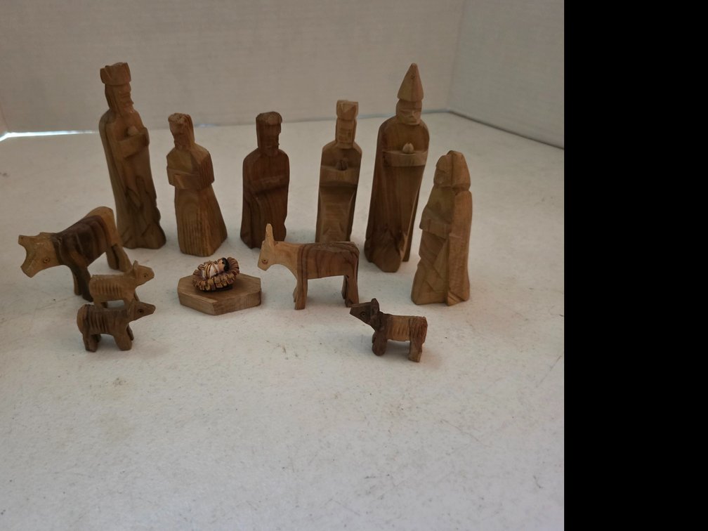 Hand-carved olive wood nativity set
