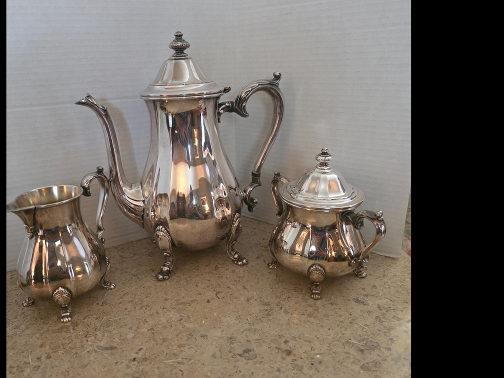 3pc Chippendale Silver Plated Tea Set by International Silver