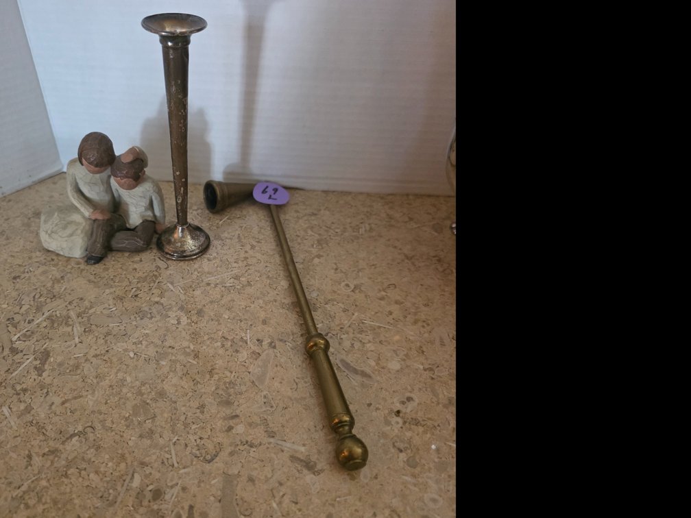 Brass candle  Snuffer : weighted  Sterling  Silver bud vase