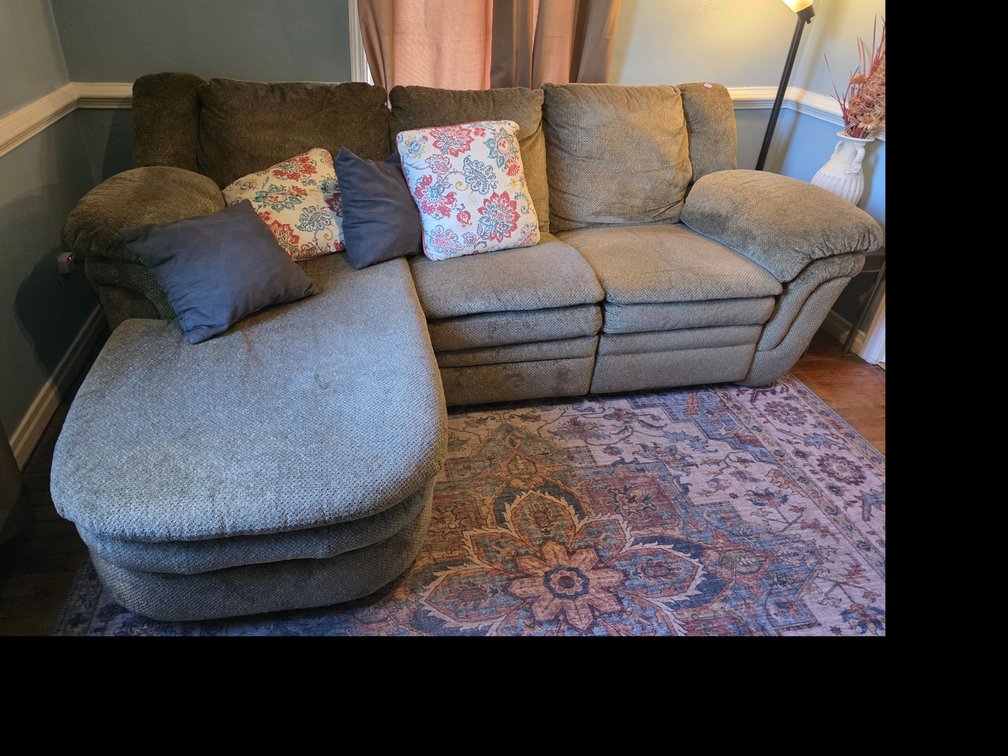 Upolstered  Light Green  fabric  Manual reclining sectional sofa with a chaise lounge,