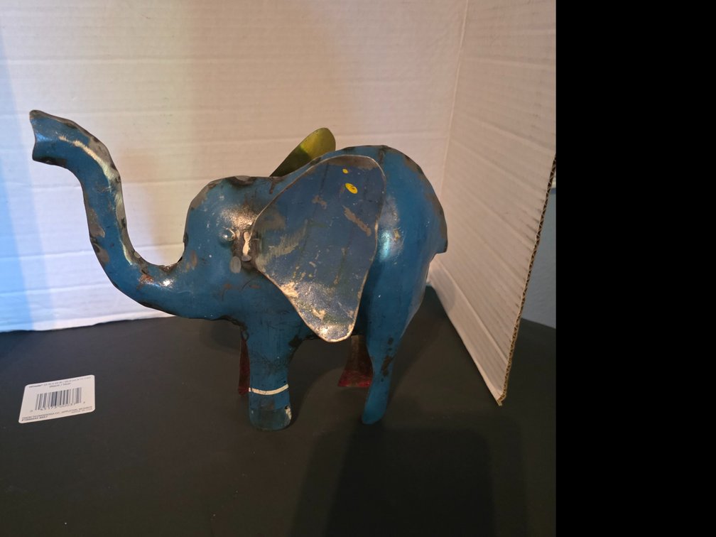 Vintage blue cast/sheet metal elephant