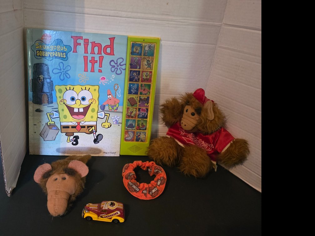 SpongeBob Sound Book, 1993 Red Skins Diecast Car, etc