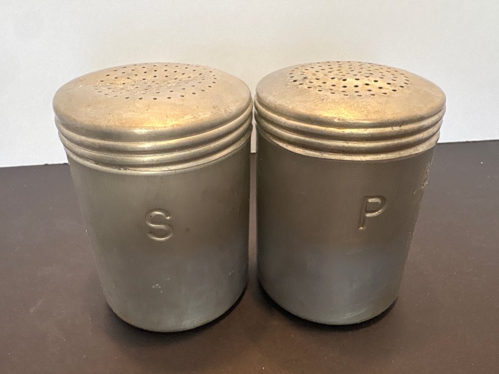 Vintage Aluminum Salt and Pepper Shakers Set Retro Tableware