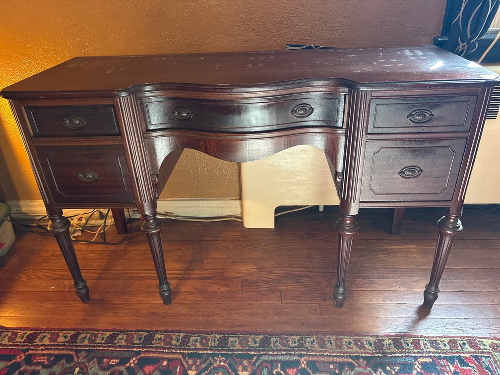 Vintage Solid Wood 5-Drawer Wooden Vanity Desk