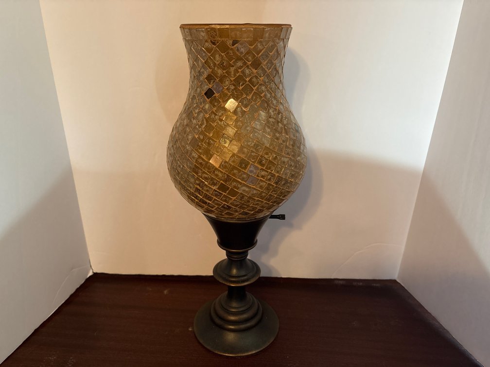 Amber Mosaic Glass Accent Lamp