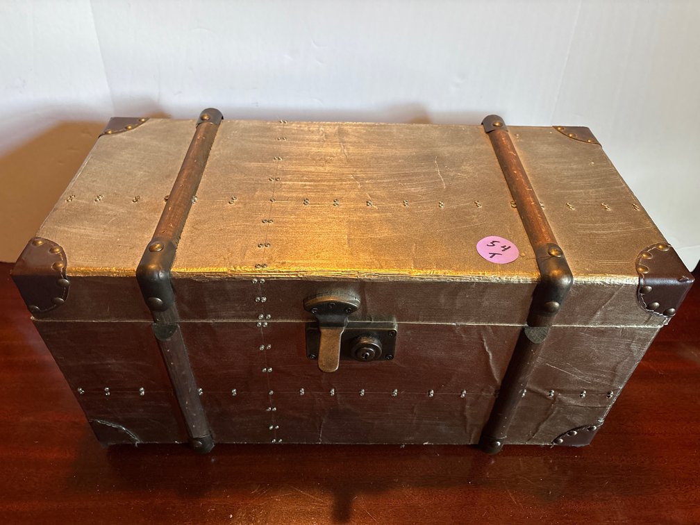 Metallic Silver Finish Storage Trunk