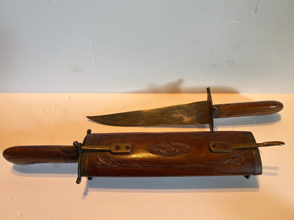 Dagger with Carved Wooden Handle and Matching Sheath