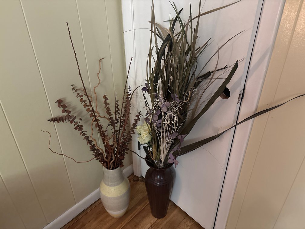 Floor Vase with Faux Tall Grasses & Faux Floral Arrangement