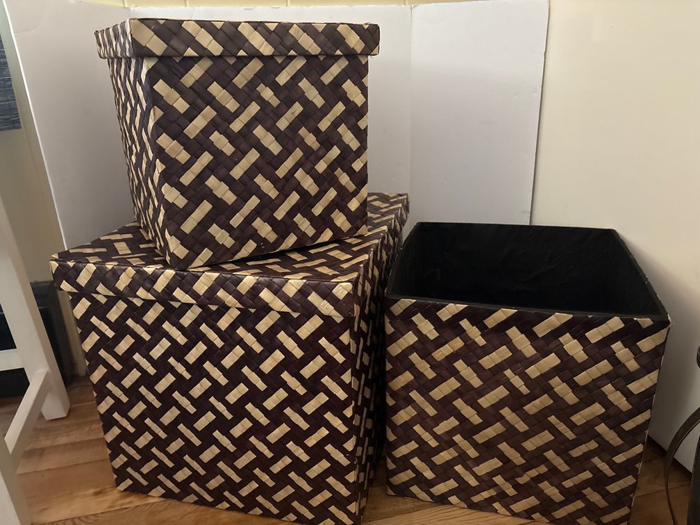 Woven Basket Storage Set 3 Nesting Boxes