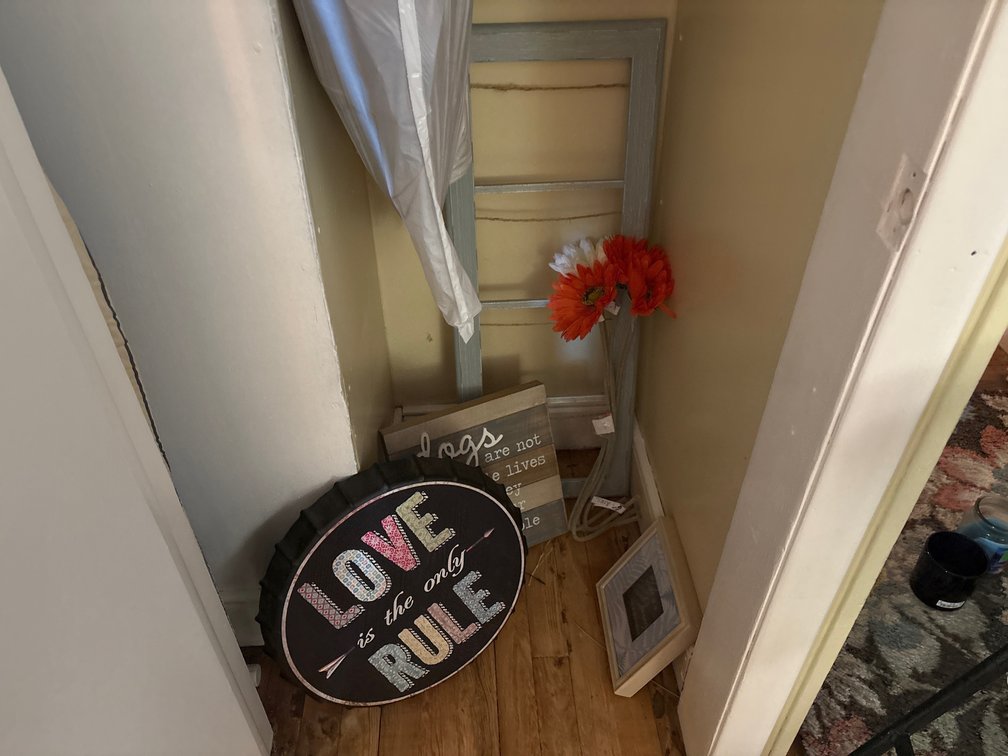 Closet Lot-Ironing Board, Iron, Wall Decor, Faux Flowers