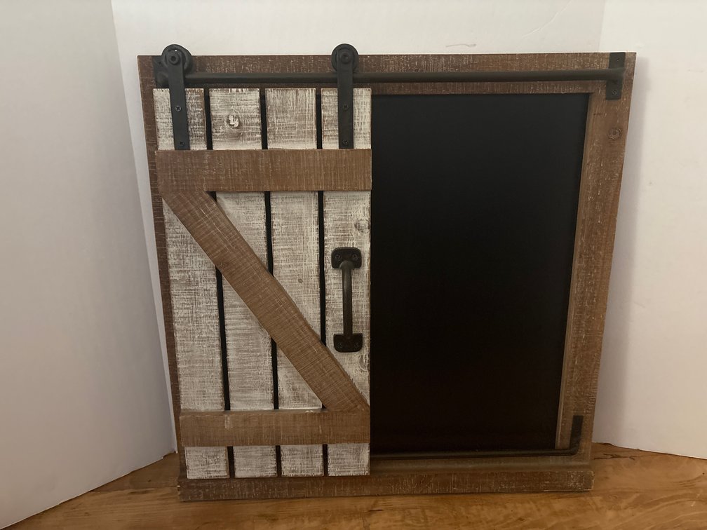 Farmhouse Rustic Wood Sliding Barn Door Chalkboard Wall Memo Board Sign