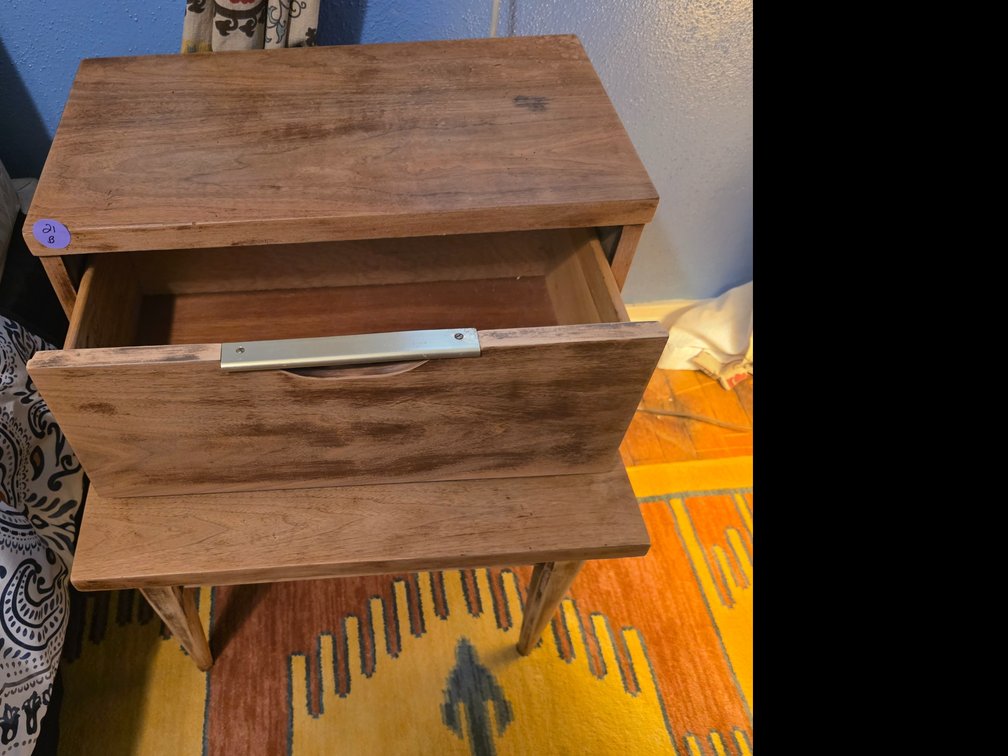 Mid-century modern "The Tableau" step-up nightstand or side table manufactured by Kent-Coffey