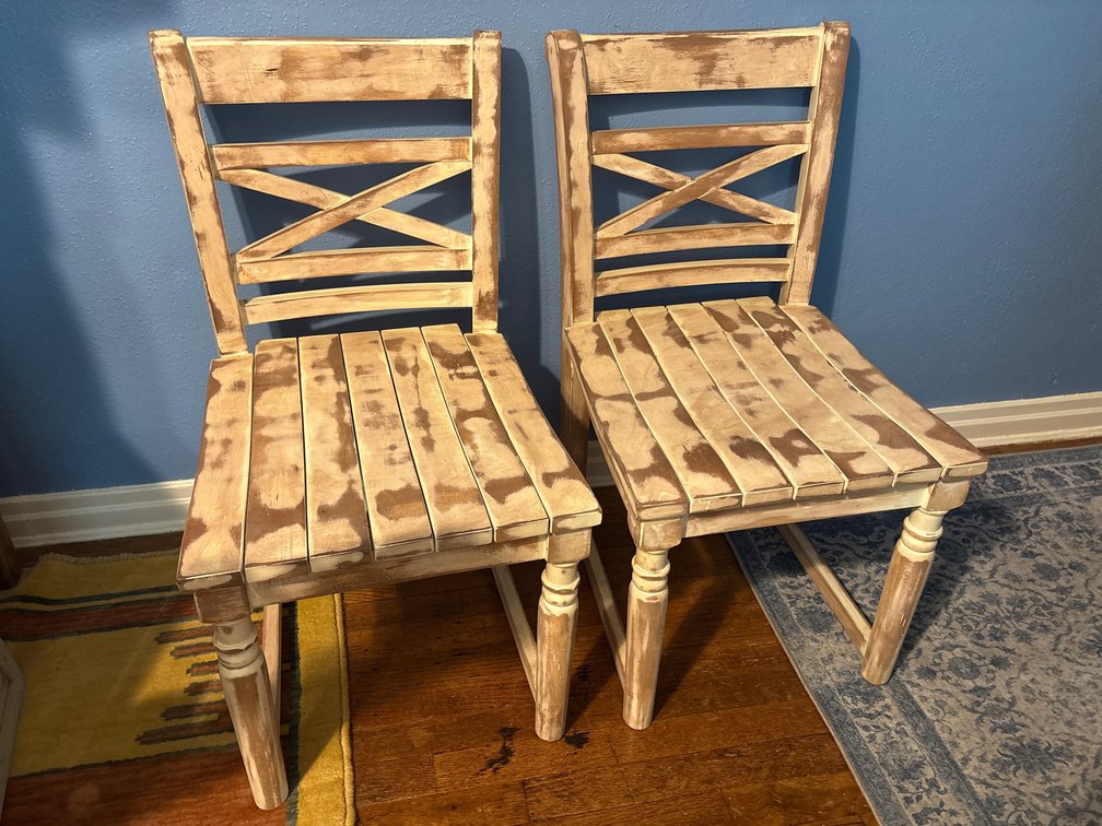 Powell Distressed White X-Back Wooden Dining Chairs (X2)