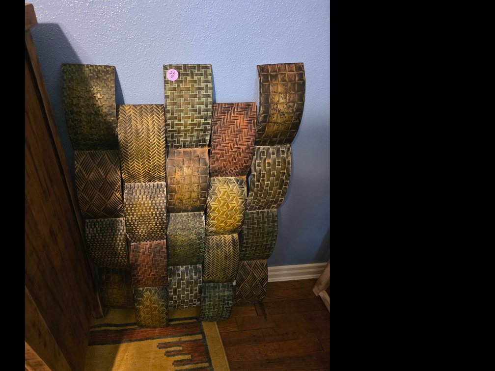Large, multi-panel 3D woven metal or tile wall art
