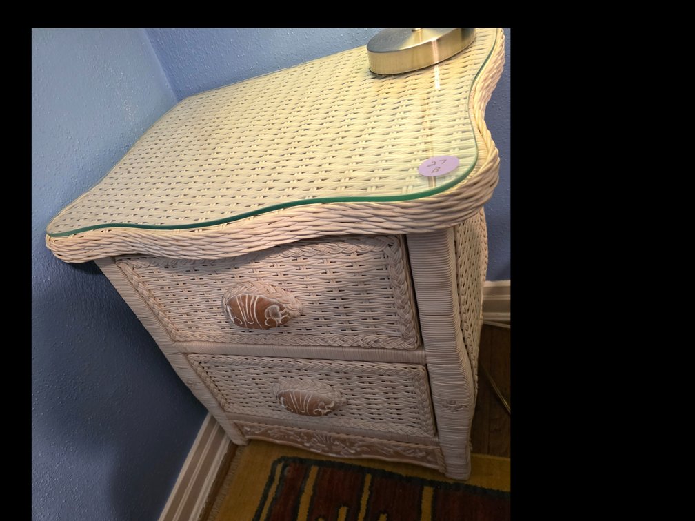 Pier 1 - White Wicker 2 Drawer Chest - Jamaica Collection -   22"  X 17"  X 23"