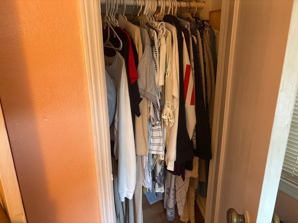 Closet Lot-clothes, 5lbs weights, bag, etc