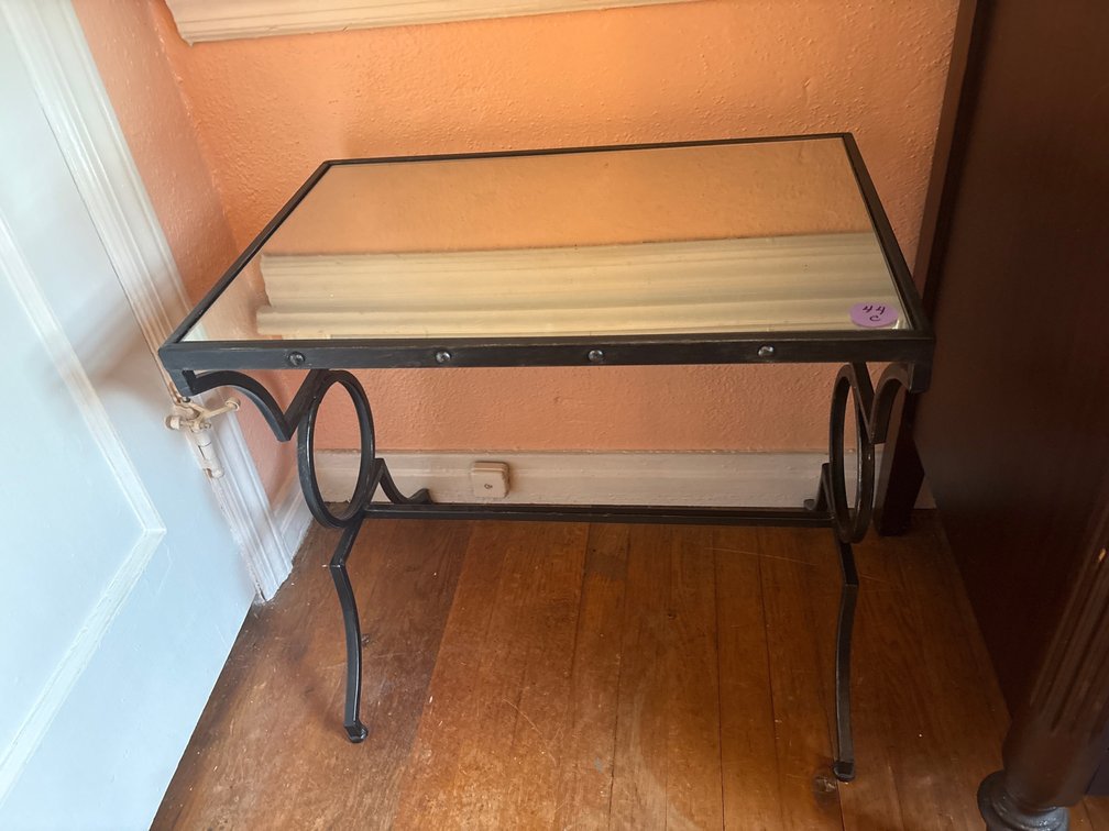 Metal Console Table with Glass Top