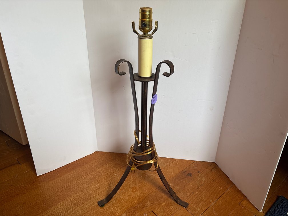 Metal Table Lamp Base with Scroll Accents