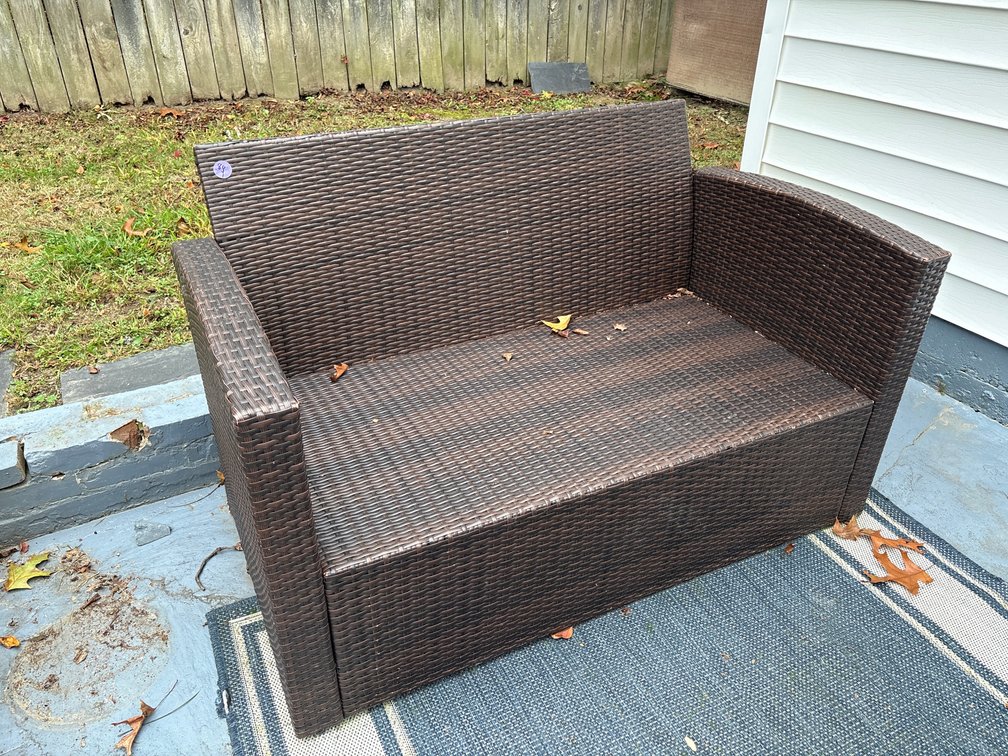 Espresso Rattan Outdoor Bench / 2-Person Patio Seating