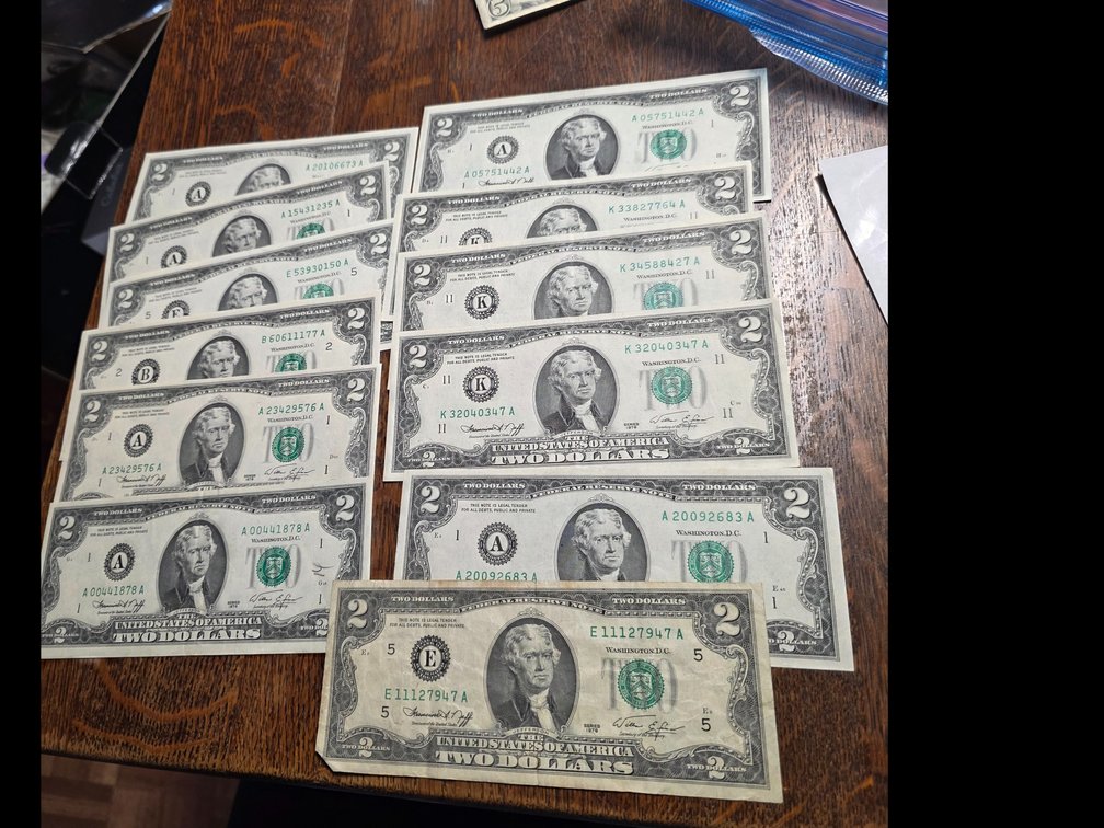 1976, 1995 $2.00 Bills