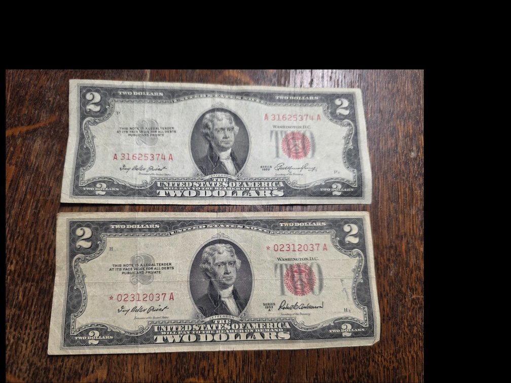 Series 1953 A United States $2 Legal Red Treasury seal