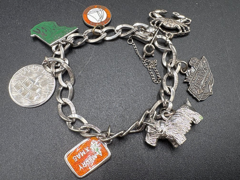 .906 Troy Ounces Sterling Silver Charm Bracelet