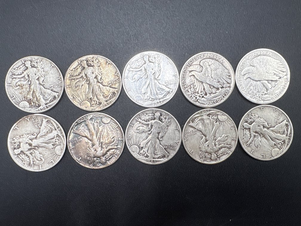 Silver Walking Liberty Half Dollars (x10)