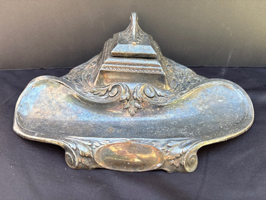 Silver-plated Desk Inkwell