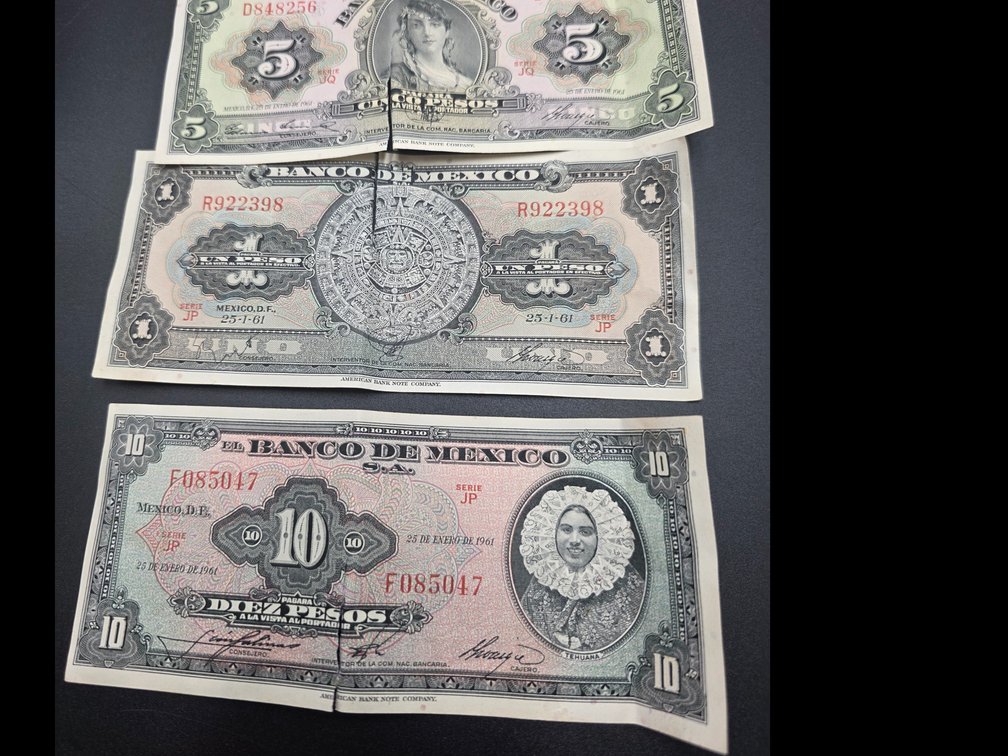 Mexico: 10 , 5, 1 Pesos