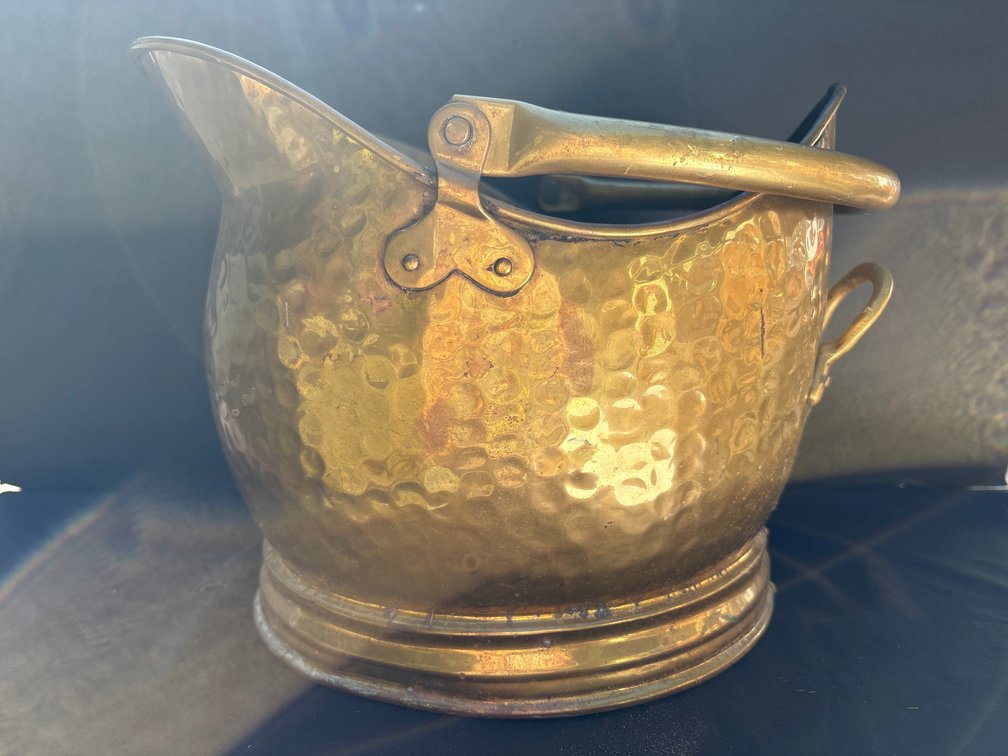 English Hammered Brass Coal Scuttle