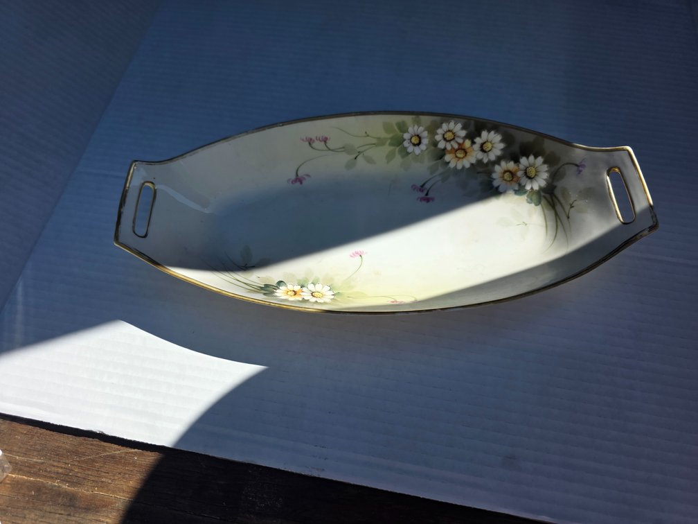 Nippon Tray Relish Dish with Handles | Hand Painted Daisies