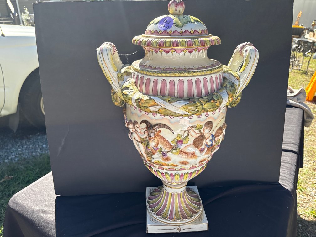 Large, Capodimonte Italian Porcelain Lidded Urn