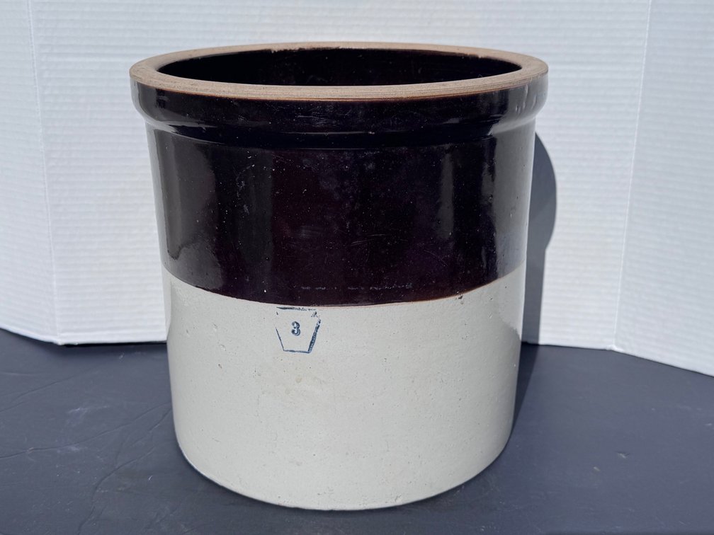 Vintage 3 gallon Keystone Preserving Crock 2 Tone