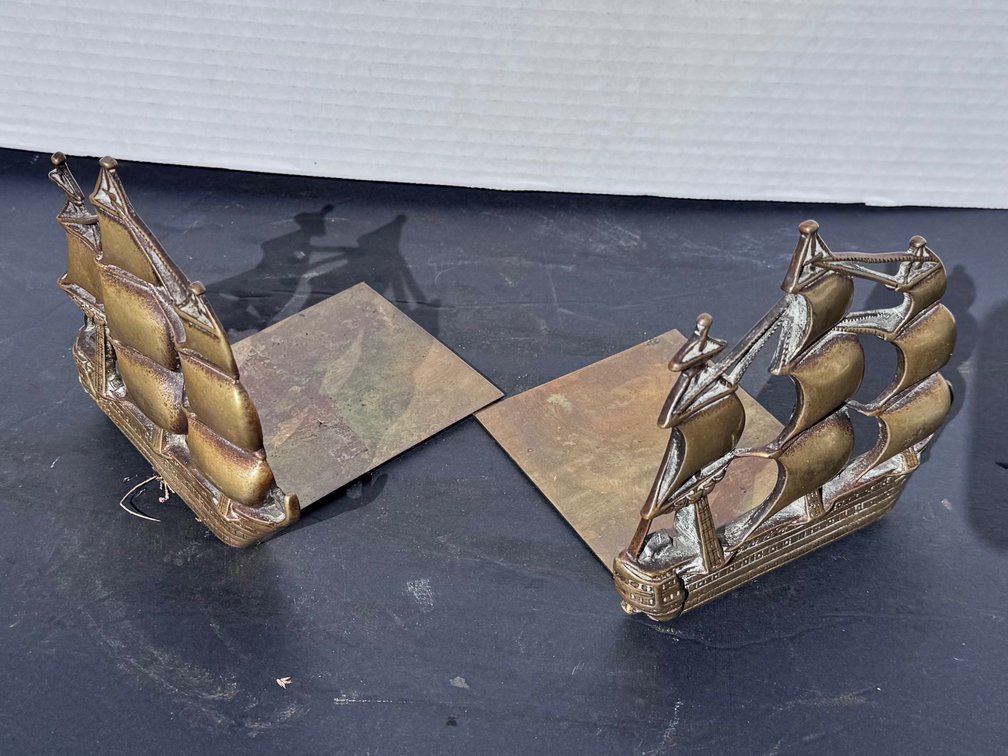 Brass Sail Ship Bookends 5” High