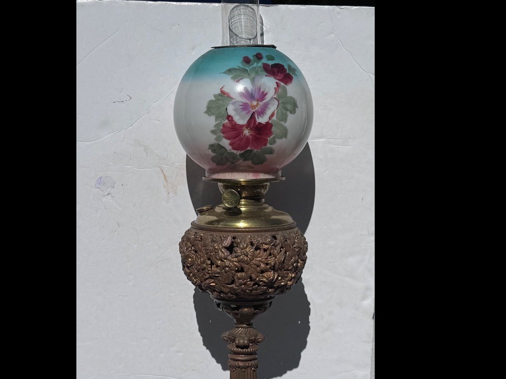 Antique Ornate Original Oil Burning Lamp